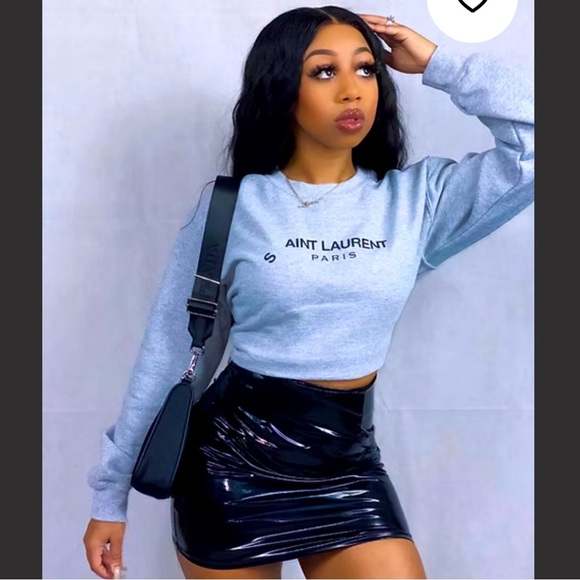 Saint Ain’t Laurent Paris Vintage Grey Sweatshirt Gildan Size Small - Picture 1 of 10